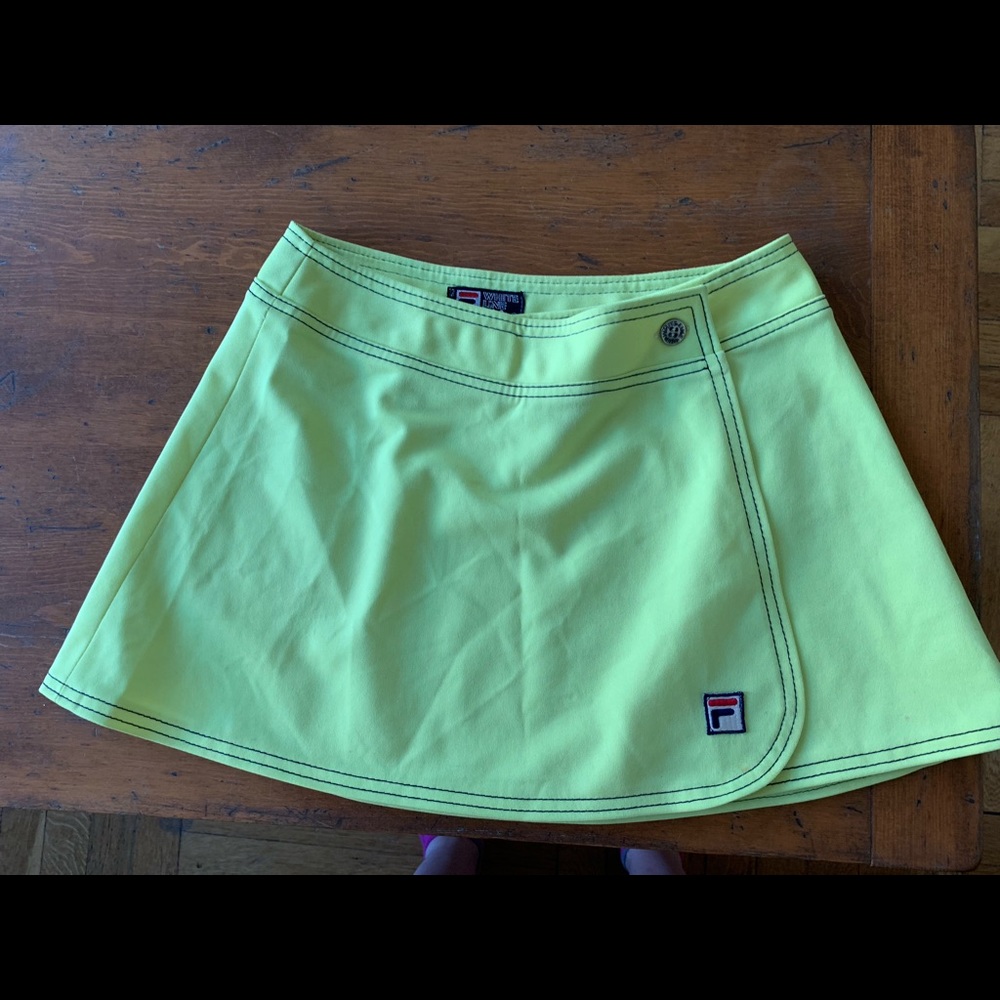 Neon Chartreuse Fila Mini Skirt